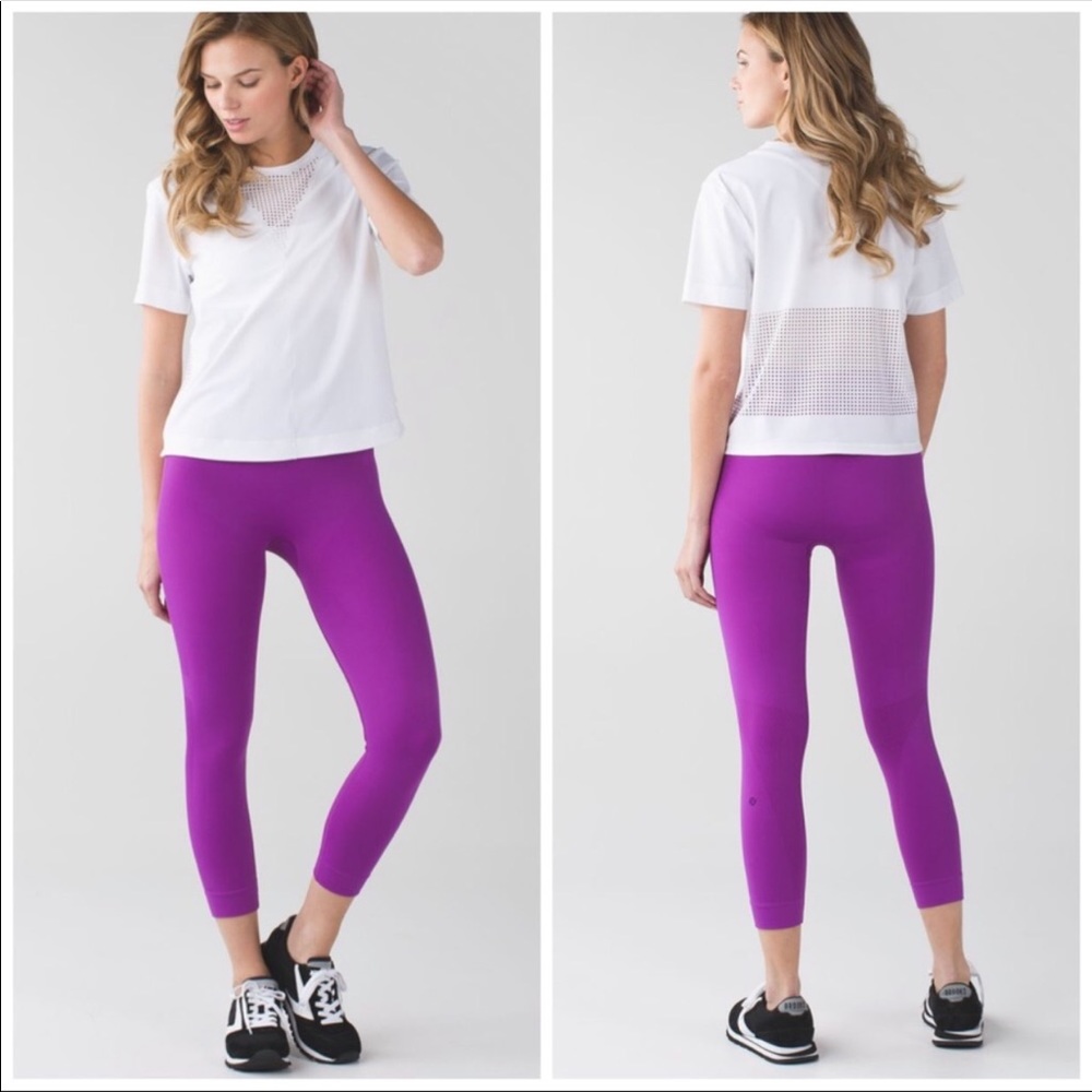 Lululemon Purple Zone In Compression Crop Leggings